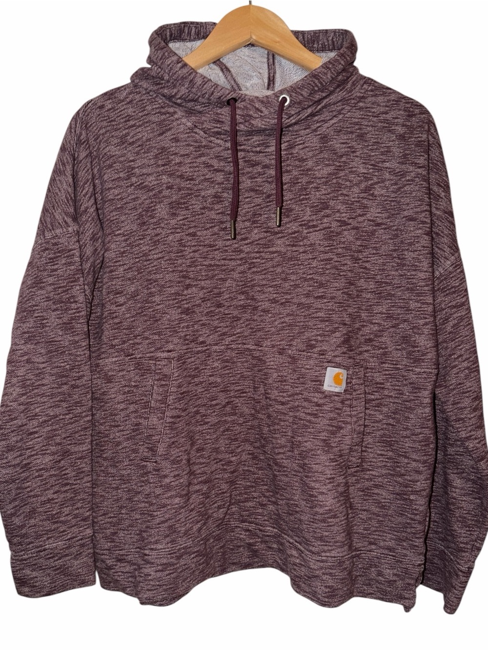 Carhartt Hoodie Women’s Large Heathered Plum Cowl Neck Pullover Gorpcore